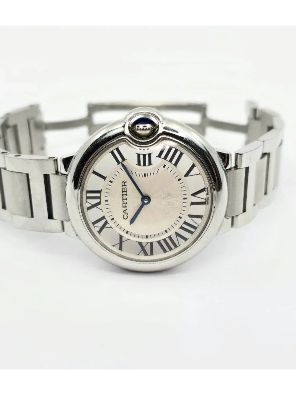 Cartier Ballon Bleu Roman Numeral 36mm Quartz Stainless Steel Wrist Watch 3005